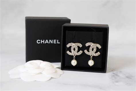 CHANEL Crystal CC Earrings Light Gold 